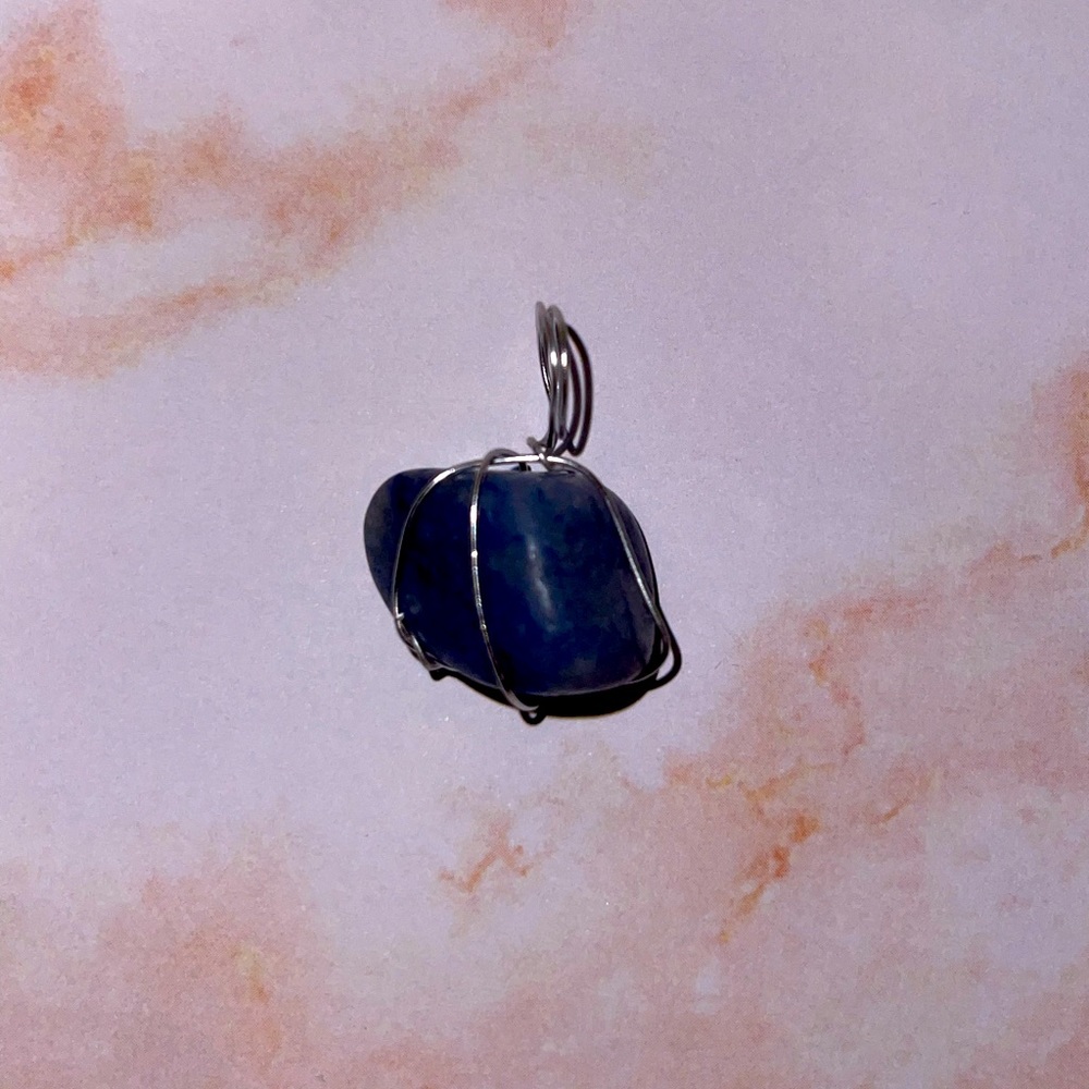 Blue aventurine wire-wrapped pendant